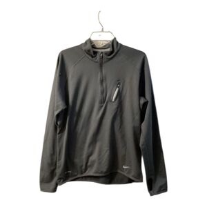 Nike 1/4 Zip Sweater Mens Medium Black Tech Pocket Shacket Dri Fit Pullover Mock